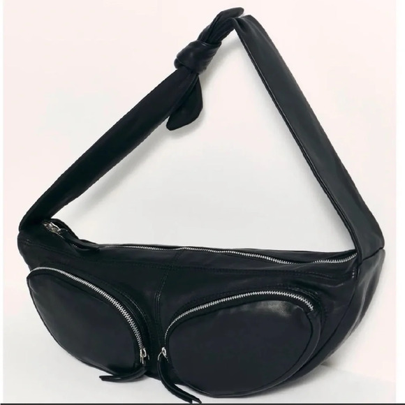 Free people black lamb leather hobo crossbody bag EDGY FEMININE - Picture 2 of 12